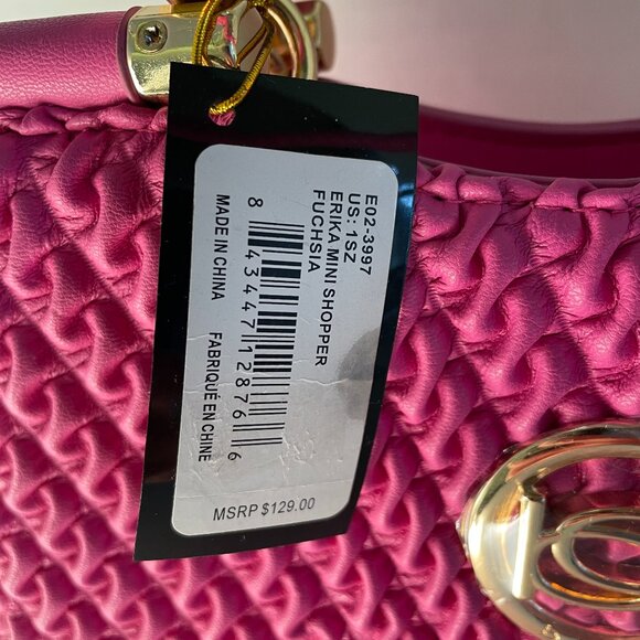 bebe Erika Mini Shopper Fuchsia Pink Satchel Top Handle Gold Bag NWT - Picture 2 of 13